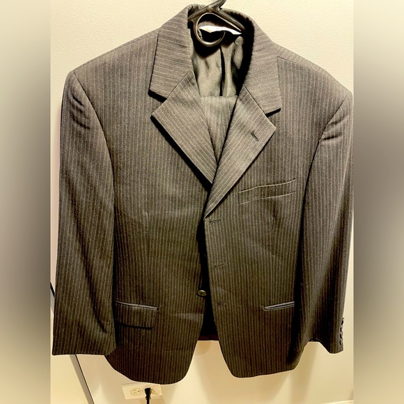 versini Other - Versini Mens Wool Suit Black with Pinstripes